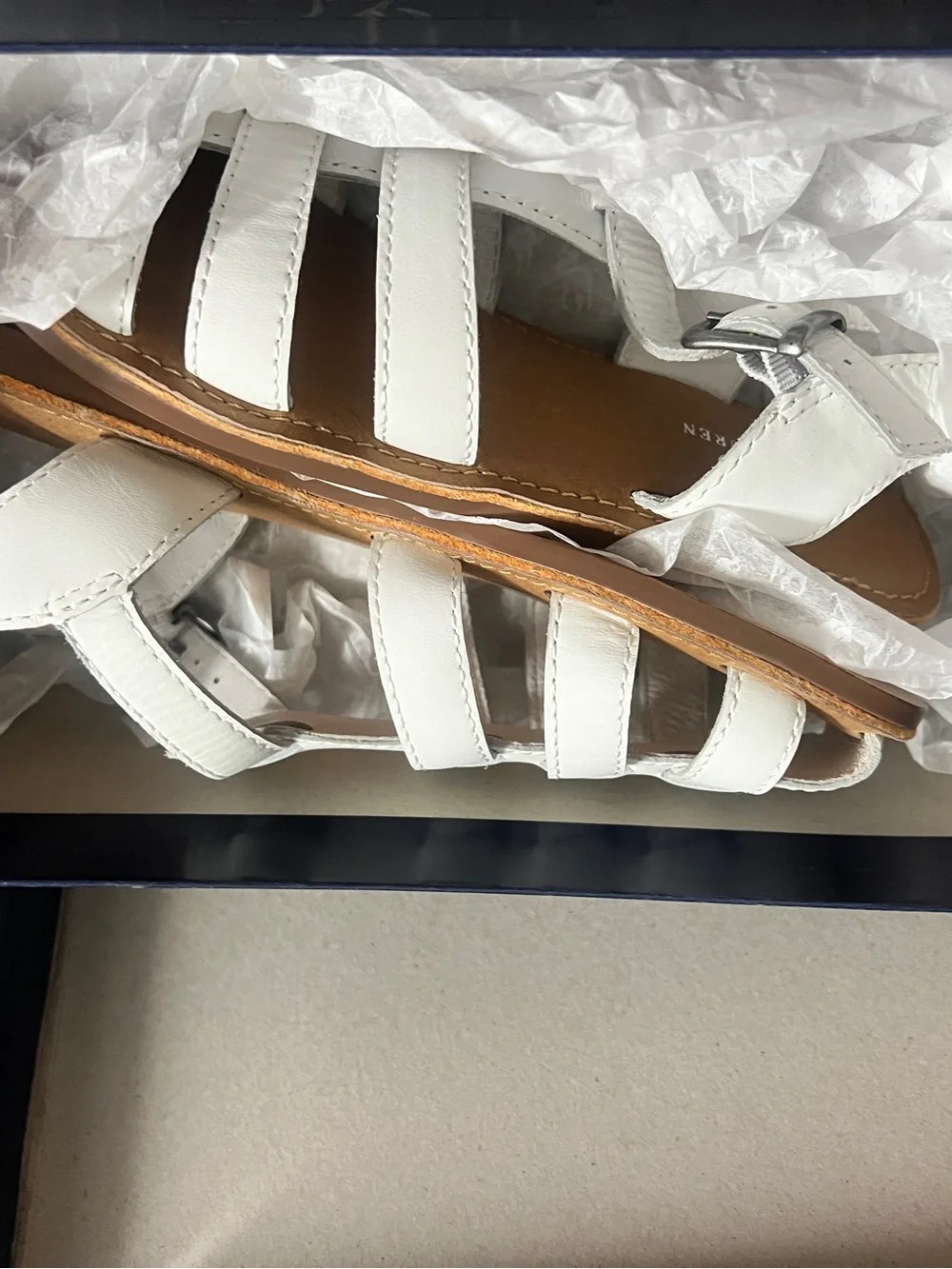 Polo by Ralph Lauren casual fisherman white Leather Sandals KIDS SIZE 2